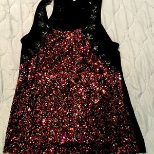BKE sheer sequined tank top SZ Small